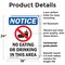 Signmission No Eating Or Drinking, 18 in W x Rectangle, Plastic OS-2PACK-NS-P-1824-V-14500 - alternate 4